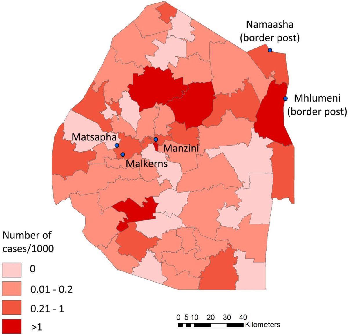 地图斯威士兰疟疾